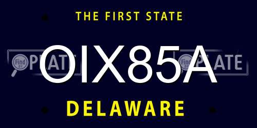 OIX85A Delaware License Plate