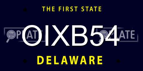OIXB54 Delaware License Plate