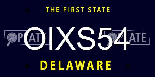 OIXS54 Delaware License Plate