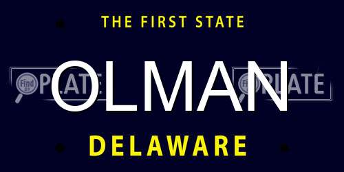 OLMAN Delaware License Plate