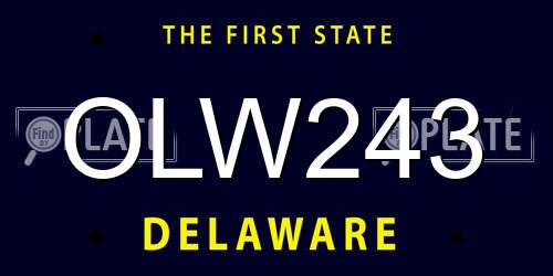 OLW243 Delaware License Plate