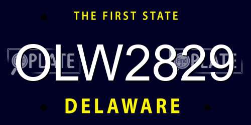 OLW2829 Delaware License Plate