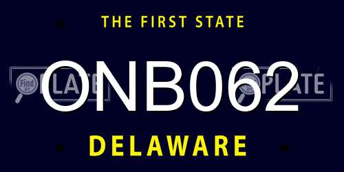 ONB062 Delaware License Plate