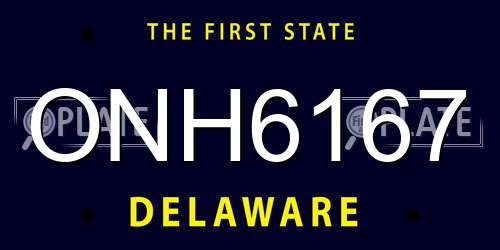 ONH6167 Delaware License Plate
