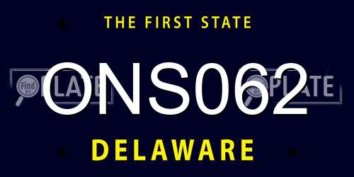 ONS062 Delaware License Plate