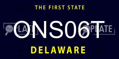ONS06T Delaware License Plate