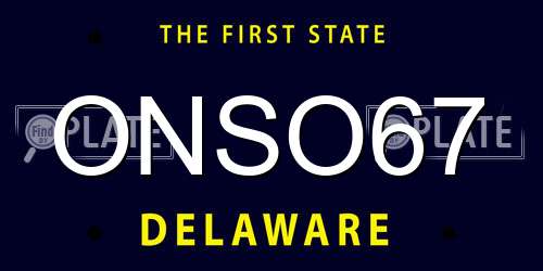 ONSO67 Delaware License Plate