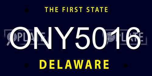 ONY5016 Delaware License Plate