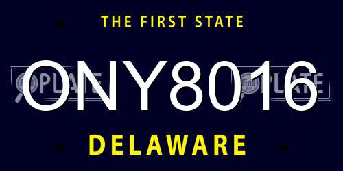 ONY8016 Delaware License Plate