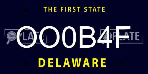 OO0B4F Delaware License Plate