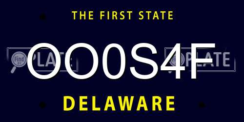 OO0S4F Delaware License Plate