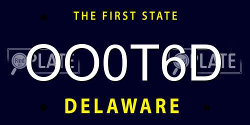 OO0T6D Delaware License Plate