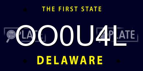 OO0U4L Delaware License Plate