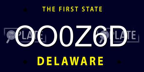 OO0Z6D Delaware License Plate
