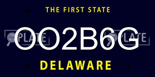 OO2B6G Delaware License Plate