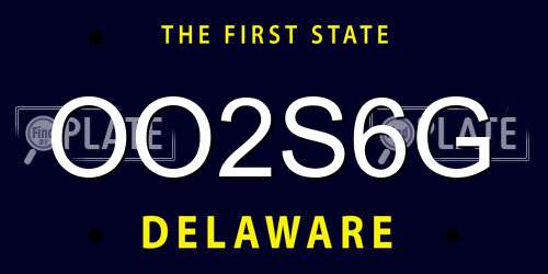 OO2S6G Delaware License Plate