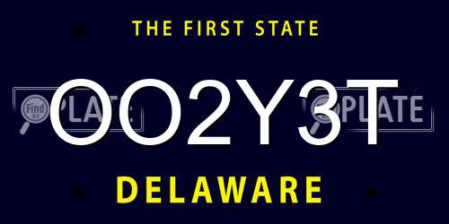 OO2Y3T Delaware License Plate