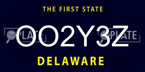OO2Y3Z Delaware License Plate