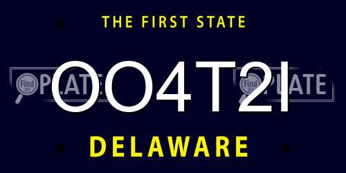 OO4T2I Delaware License Plate