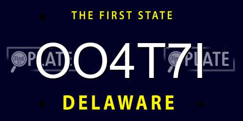 OO4T7I Delaware License Plate