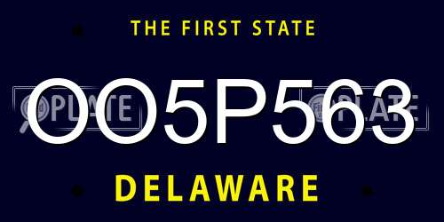 OO5P563 Delaware License Plate