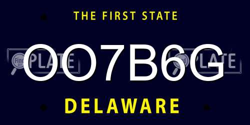 OO7B6G Delaware License Plate