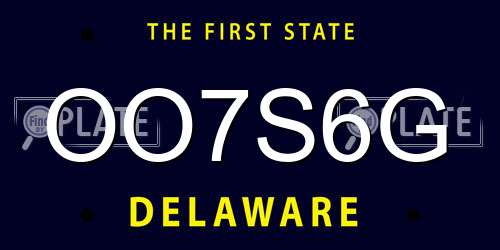 OO7S6G Delaware License Plate