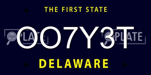OO7Y3T Delaware License Plate