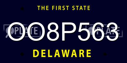 OO8P563 Delaware License Plate