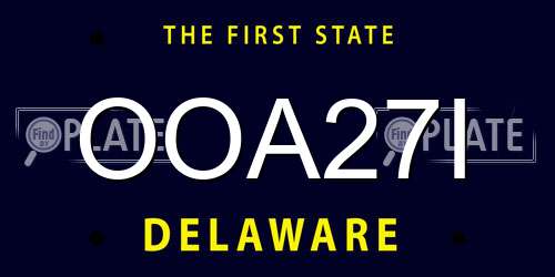 OOA27I Delaware License Plate