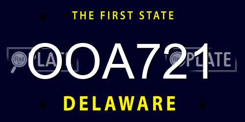 OOA721 Delaware License Plate