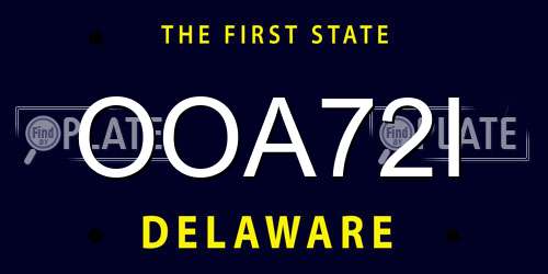 OOA72I Delaware License Plate