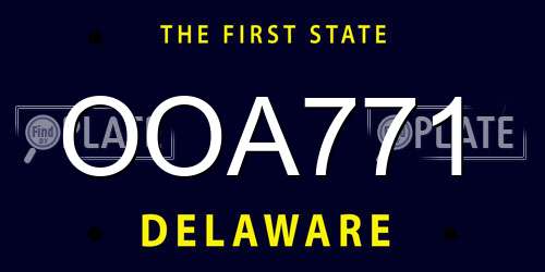 OOA771 Delaware License Plate