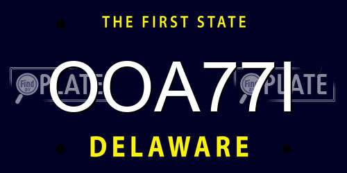 OOA77I Delaware License Plate