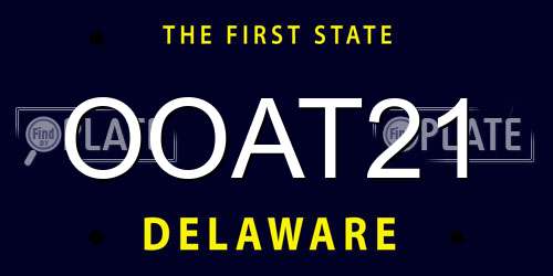 OOAT21 Delaware License Plate