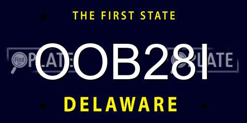 OOB28I Delaware License Plate