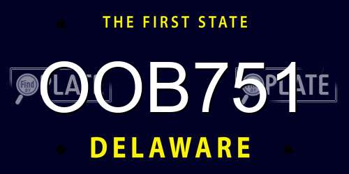 OOB751 Delaware License Plate
