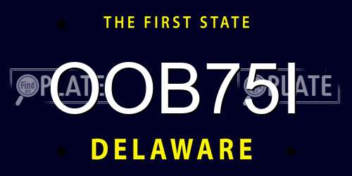 OOB75I Delaware License Plate