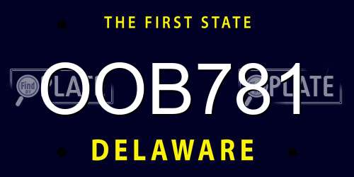 OOB781 Delaware License Plate