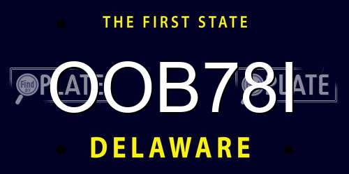 OOB78I Delaware License Plate