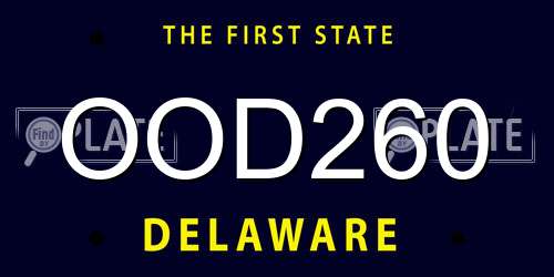 OOD260 Delaware License Plate