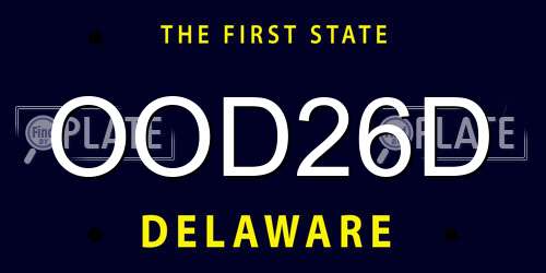 OOD26D Delaware License Plate