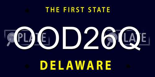 OOD26Q Delaware License Plate