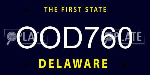 OOD760 Delaware License Plate