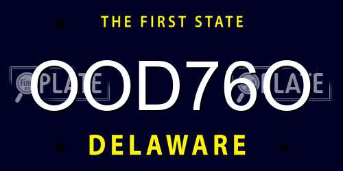 OOD76O Delaware License Plate