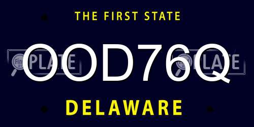 OOD76Q Delaware License Plate