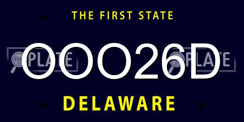 OOO26D Delaware License Plate