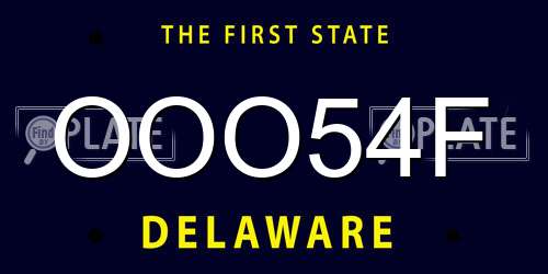 OOO54F Delaware License Plate