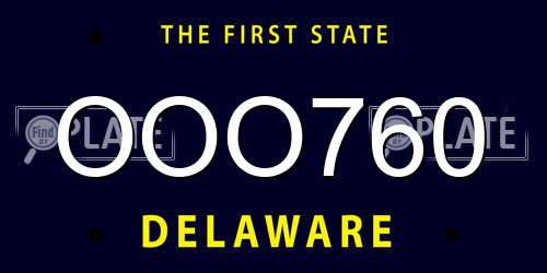 OOO760 Delaware License Plate