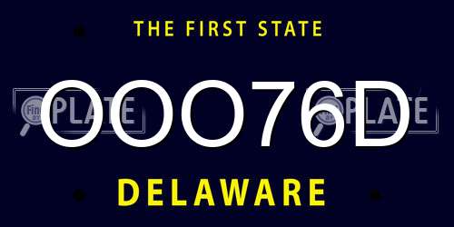 OOO76D Delaware License Plate